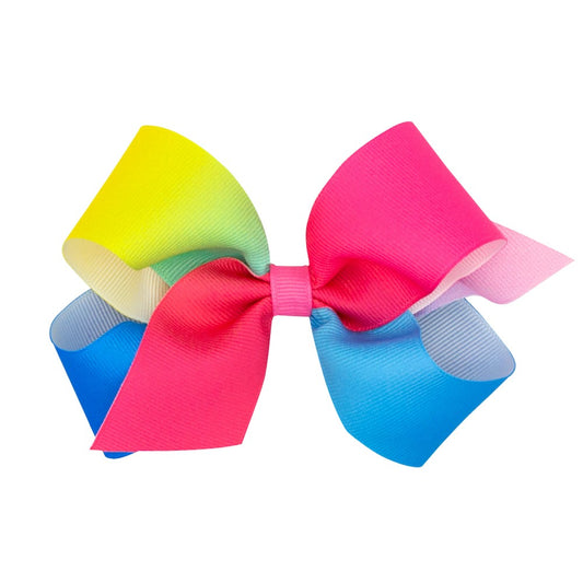 Wee Ones Girls Hair Bow - Trendy Girl - Ombre Rainbow - Brights