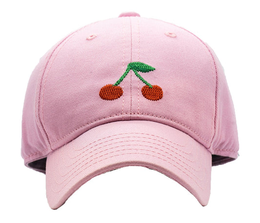 Harding Lane Kids Needlepoint Baseball Hat - Cherry on Light Pink