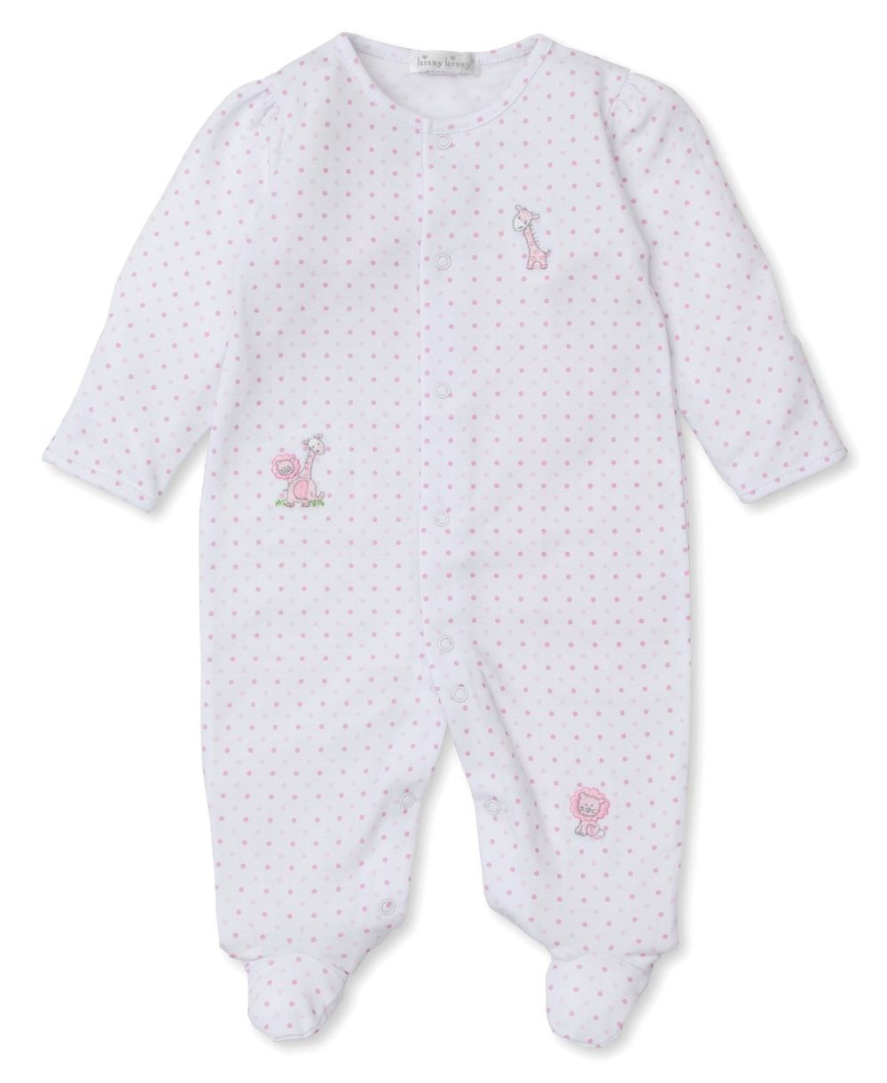 Kissy Kissy Baby Girls Pink Dots Jungle Animals Footie
