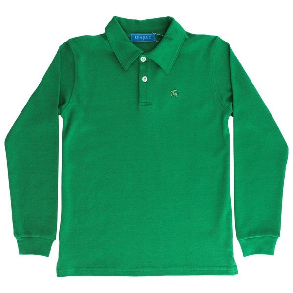 J. Bailey Boys Polo Shirt - Long Sleeves - Solid Kelly Green