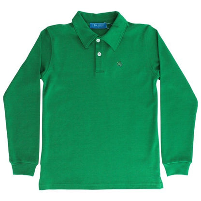 J. Bailey Boys Polo Shirt - Long Sleeves - Solid Kelly Green