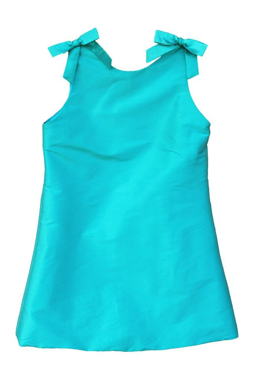 Susanne Lively Girls Sleeveless Capri Blue A-Line Dress with Bows at Shoulders