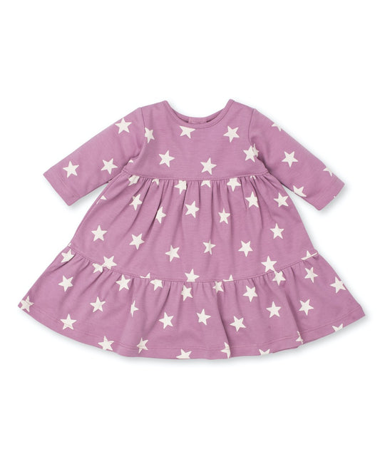 Kissy Kissy Love Baby Girls Dusty Rose Pink Dress - White Stars