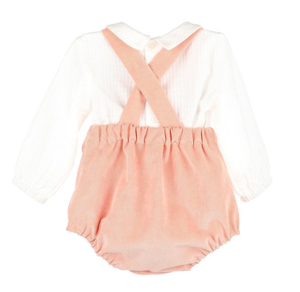 Sophie & Lucas Boys Pumpkin Cord Bubble with Embroidered Shirt