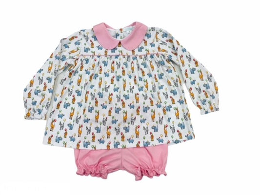 La Luna Baby / Toddler Girls Pink Animal Birthday Party Bloomers Set
