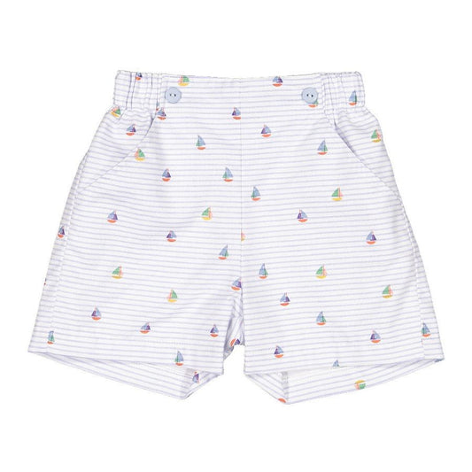 Sal & Pimenta Boys Shorts - Blue Nautical Boats Print