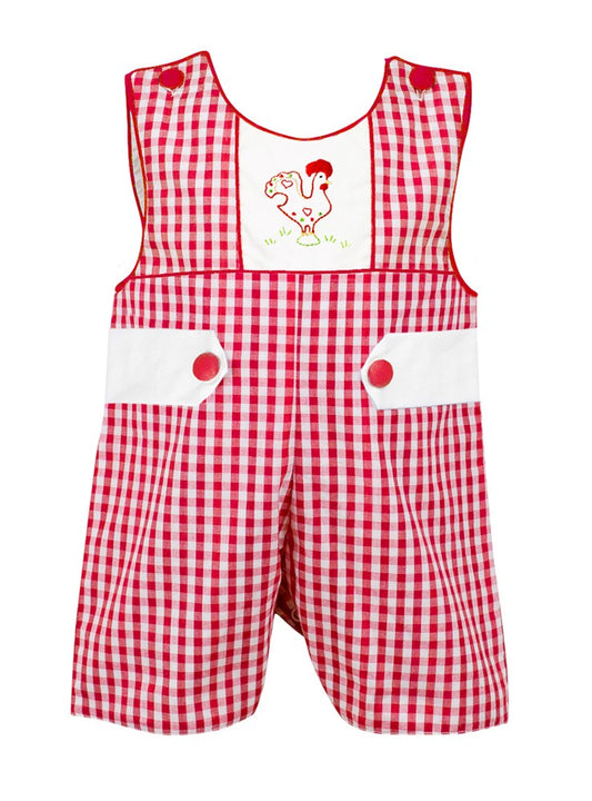 Proper Peony Boys Jon Jon - Red Check Summer Farm Rooster by Proper Peony