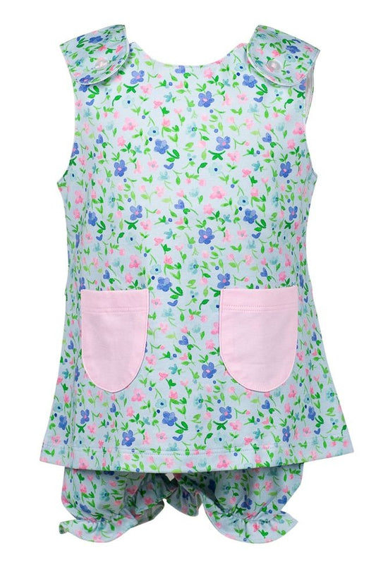 Proper Peony Girls Morning Glory Bloomers Set - Pink Pockets