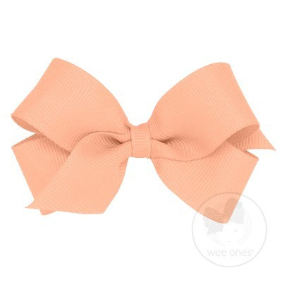 Wee Ones Girls Classic Grosgrain Bow on Clip - Light Coral