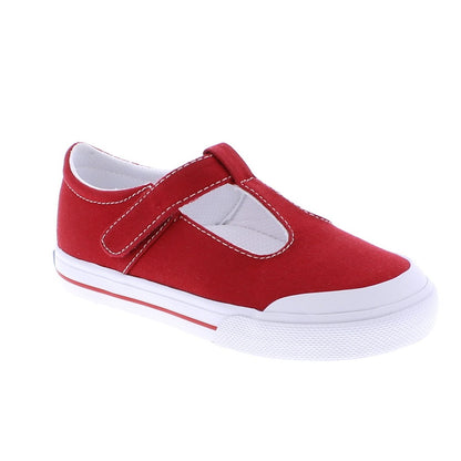 Footmates Girls Shoes - Drew Vulcanized Canvas Mary Janes - Red
