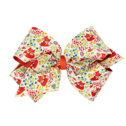 Wee Ones Girls Fall Hair Bow - Animals Print - Fox