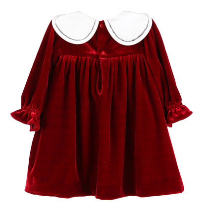 Sophie & Lucas Girls Velvet Christmas Dress with White Petal Collar - Red Best Dressed Child Sophie & Lucas Girls Velvet Christmas Dress with White Petal Collar - Red Best Dressed Child