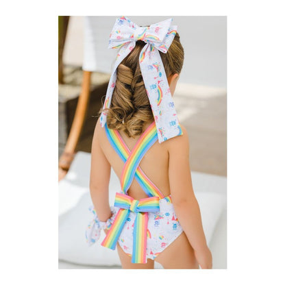 Sal & Pimenta Girls Swimsuit - Life on a Rainbow with Bow in Back