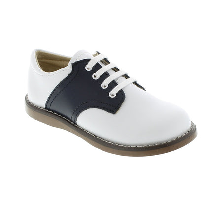 Footmates Childrens Shoes - Cheer Saddle Oxford - White / Navy Blue