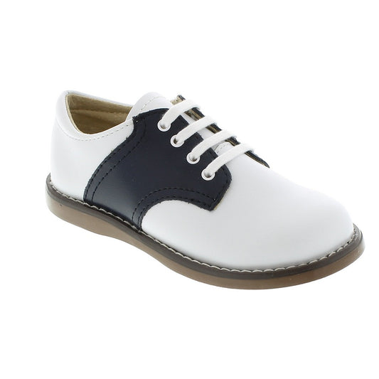 Footmates Childrens Shoes - Cheer Saddle Oxford - White / Navy Blue