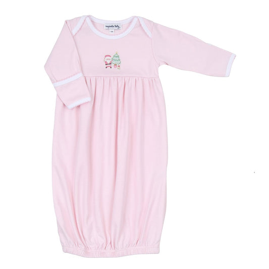 Magnolia Baby Girls Sweet Little Christmas Embroidered Gown - Pink