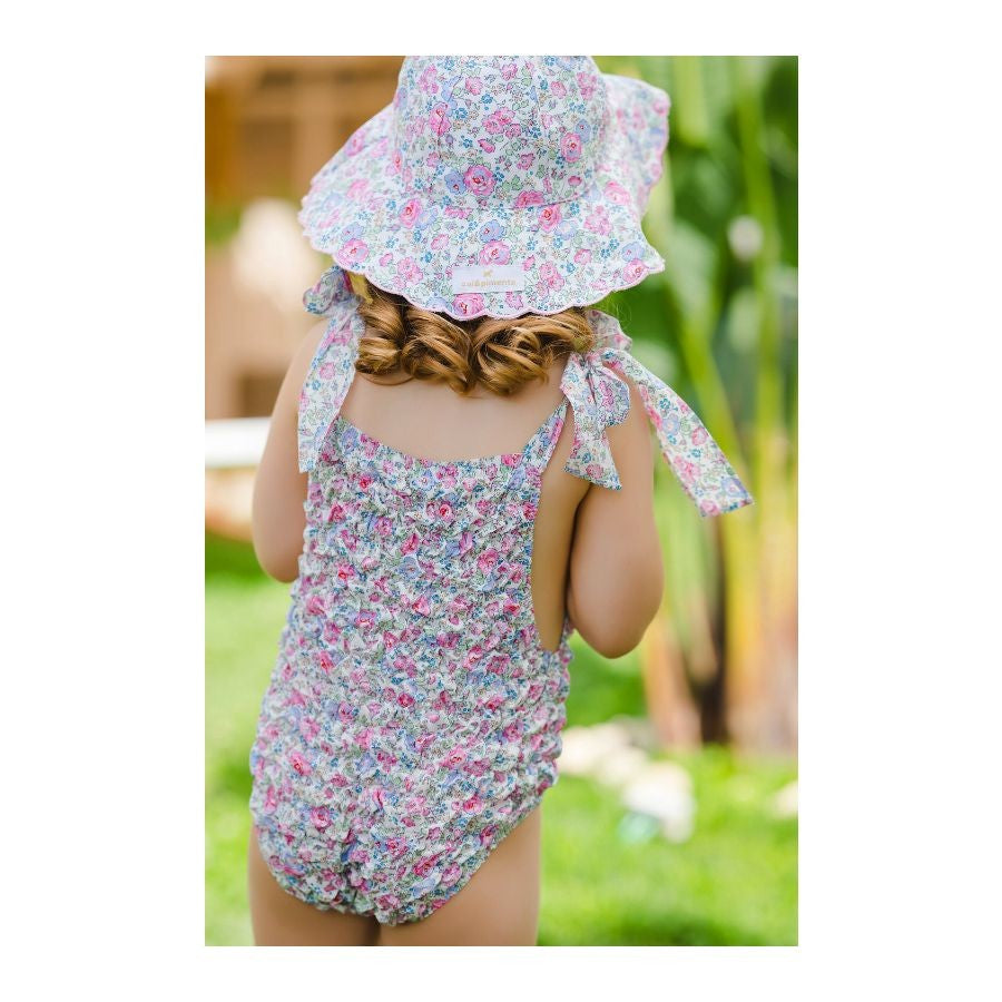 Sal & Pimenta Girls Frilled Swimsuit - Pastel Pink Liberty Cotton by Sal & Pimenta