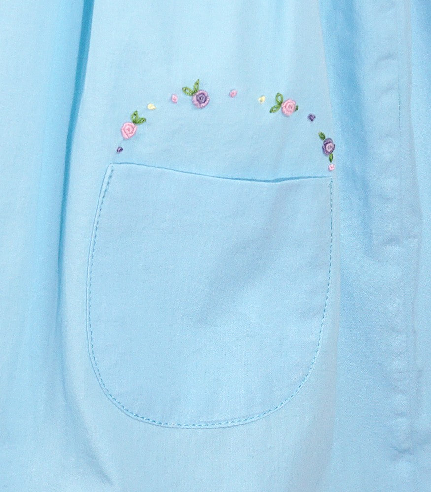 Sophie & Lucas Girls Sleeveless Turquoise Summer Garland Dress - Pink / Yellow Flower Embroidery and Pocket