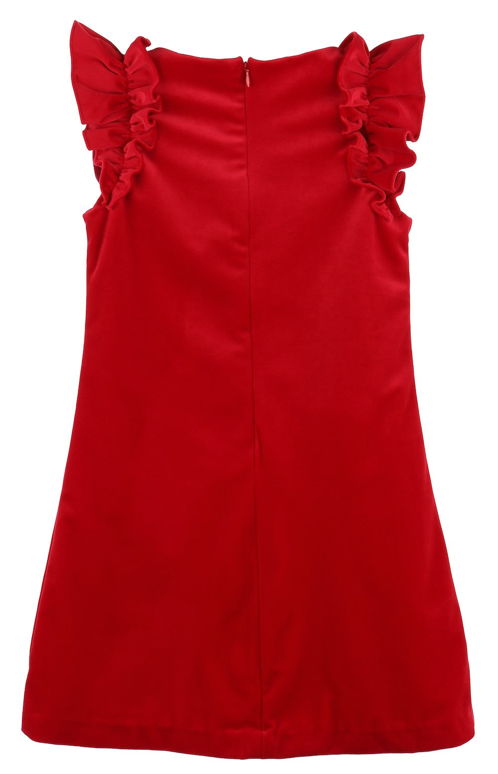 Luli & Me Maria Casero Girls Deluxe Velvet Holiday Party Shift Dress - Red