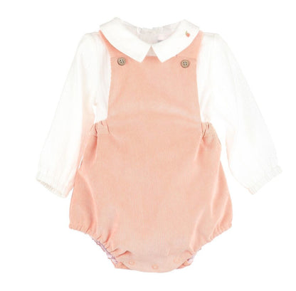 Sophie & Lucas Boys Pumpkin Cord Bubble with Embroidered Shirt