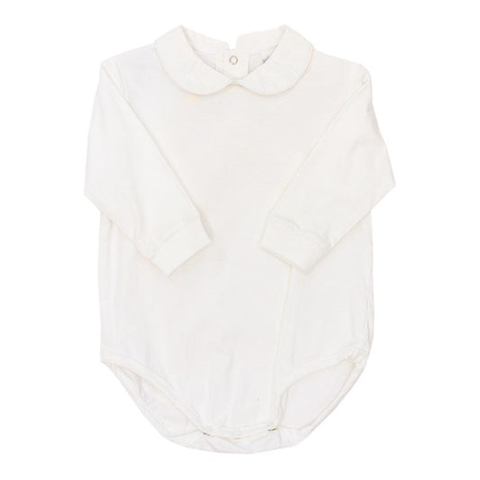 The Bailey Boys White Piped Shirt Onesie - Long Sleeves - Knit - Boys