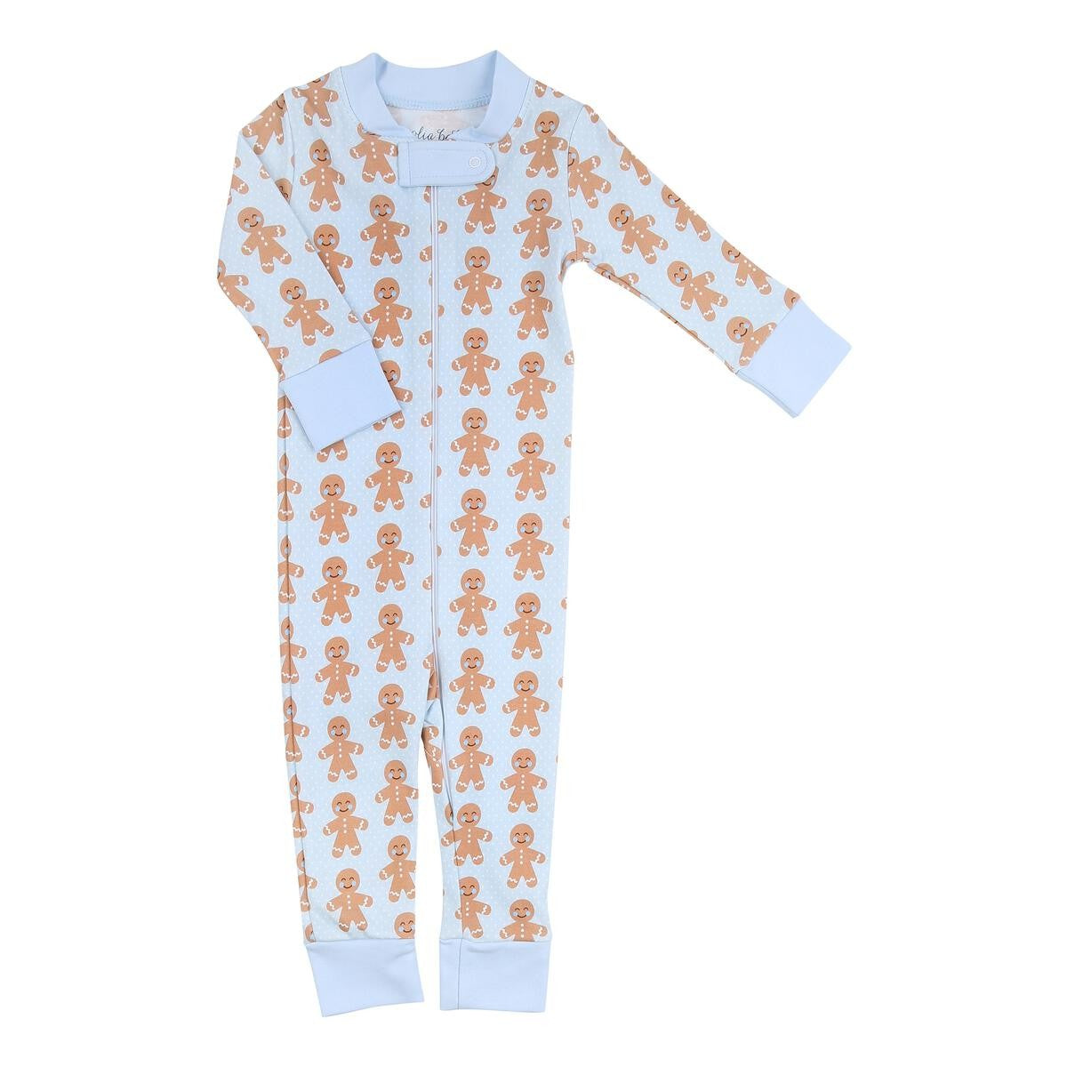 Magnolia Baby Blue Gingerbread Kisses Zipper Pajamas
