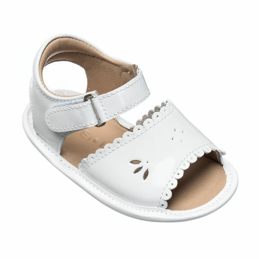 Elephantito Baby Shoes - Girls Scallop Sandals - White