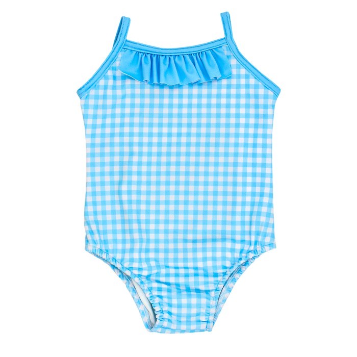 Bailey Boys Girls Spandex Gingham Swimsuit - Blue