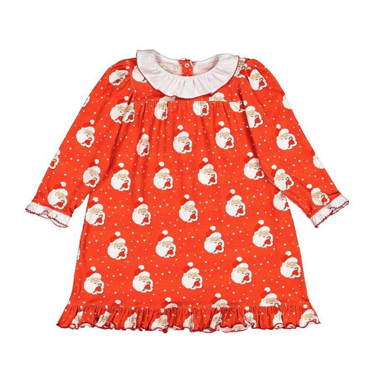Sal & Pimenta Girls Christmas Nightgown - Red Santa Glows
