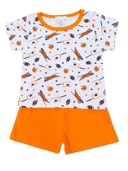 La Luna Boys John Shorts Set - Orange Clemson Tigers