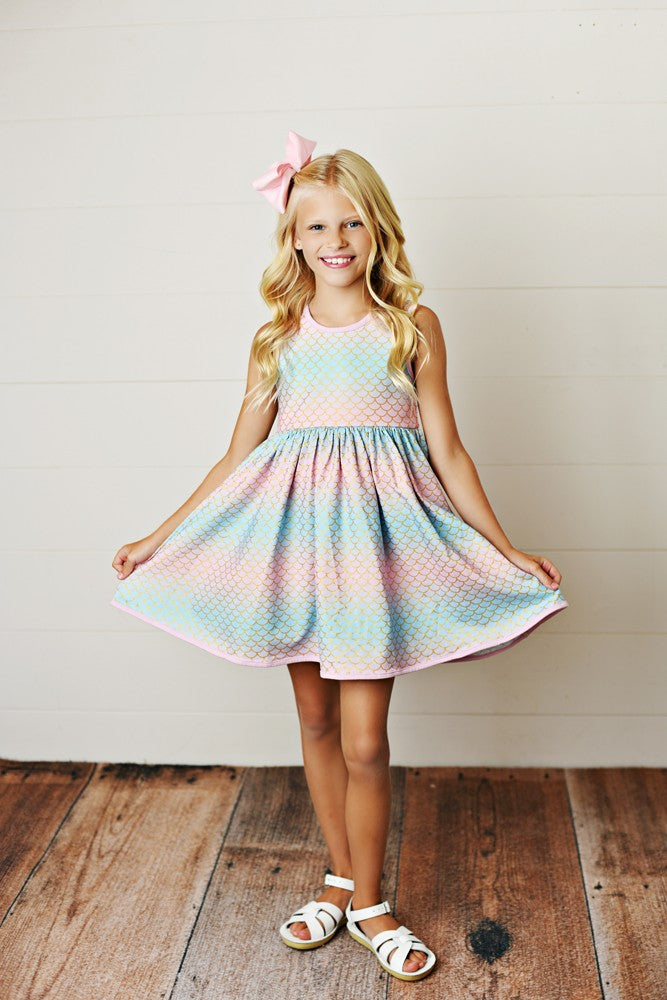 Swoon Baby Girls Pastel Glitter Mermaid Dress 10