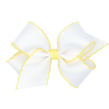 Wee Ones Girls Classic Moonstitch Bow - White with Yellow