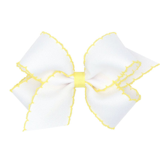 Wee Ones Girls Classic Moonstitch Bow - White with Yellow