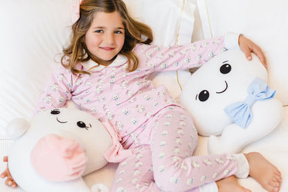 Sal & Pimenta Girls Halloween Pajamas - Pink Glows in the Dark Ghosts