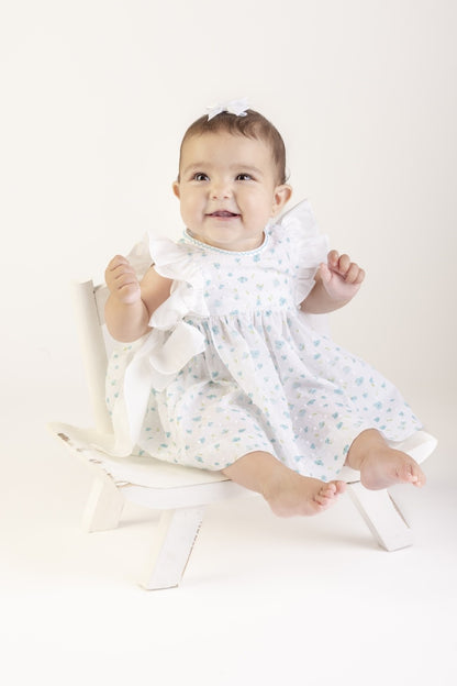 Sophie & Lucas Girls Dress - Azure Blue Blooms Floral - Side Bows by Sophie & Lucas