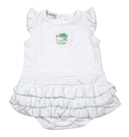 Magnolia Baby Girls Vintage Fishing Embroidered Ruffle Flutters Bubble