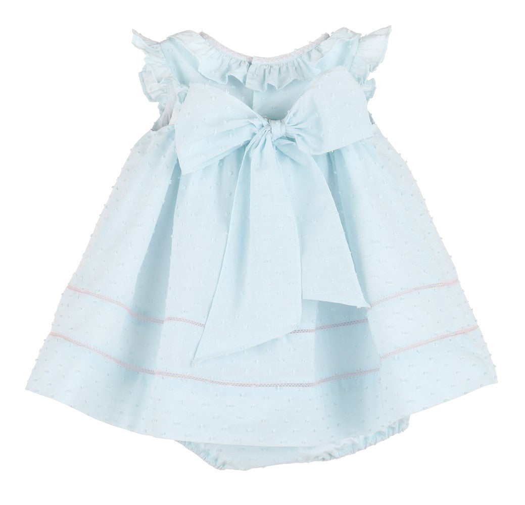 Sophie & Lucas Girls Dotted Swiss Embroidered Ruffle Embroidered Float Dress - Blue