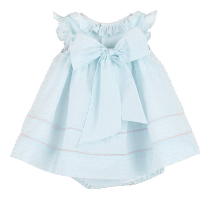 Sophie & Lucas Girls Dotted Swiss Embroidered Ruffle Embroidered Float Dress - Blue