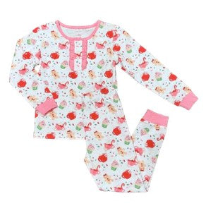 James & Lottie Girls Christmas Pajamas Set - Gingerbread Print