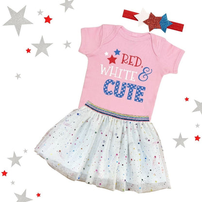 Sweet Wink Girls Pink Tee Shirt - Patriotic Red White & Cute!