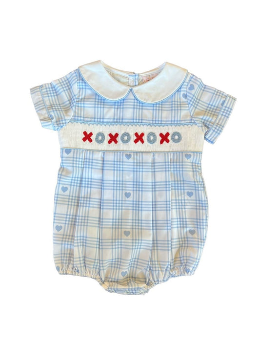Shop Teeta Baby Boys Blue Smocked XOXO Bubble