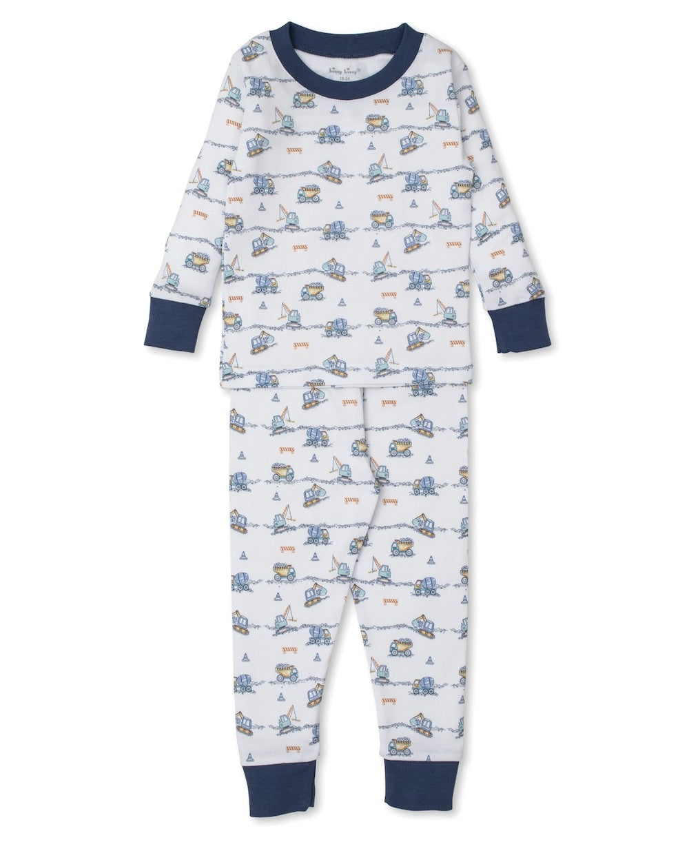 Kissy Kissy Boys Long Pajamas - Blue Construction Truck Junction