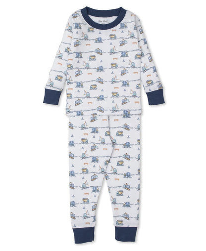 Kissy Kissy Boys Long Pajamas - Blue Construction Truck Junction