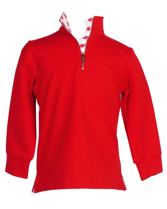 Yellow Lamb Boys Game Day Quarter Zip Sweater - Red