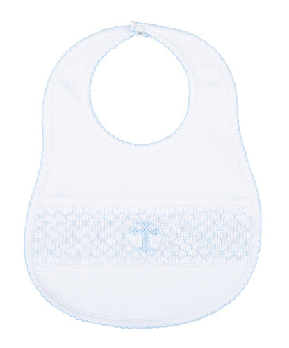 Magnolia Baby Blessed Blue Smocked Cross Bib