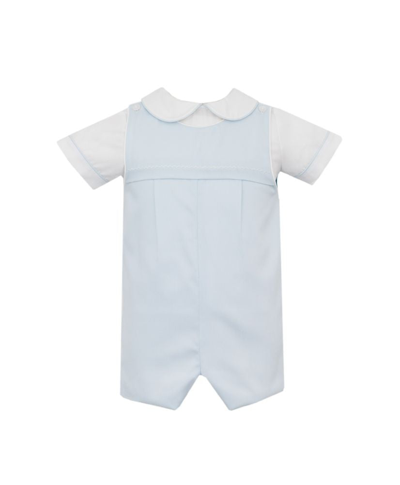 Anavini Boys Light Blue Pique Dressy Shortall with Shirt