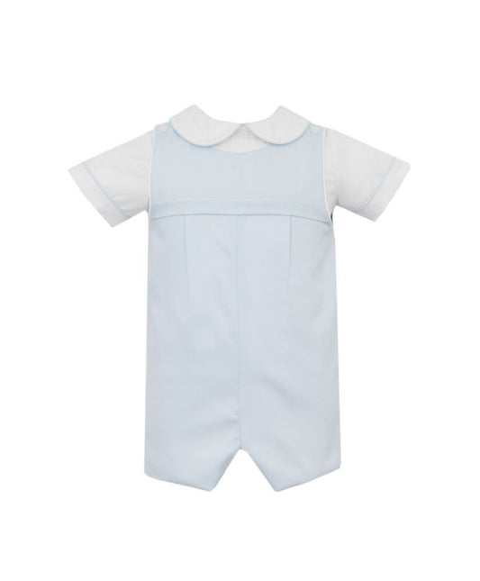 Anavini Boys Light Blue Pique Dressy Shortall with Shirt