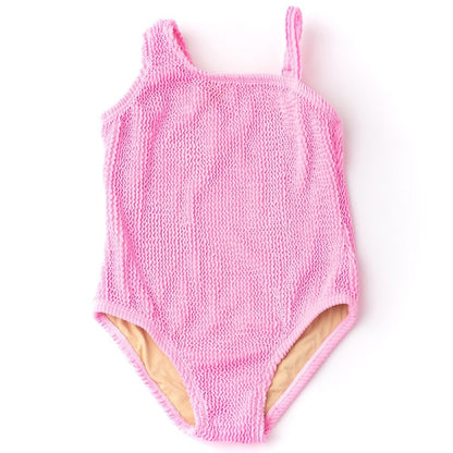 Shade Critters Girls One Piece Swimsuit - One Shoulder - Pink Crinkle