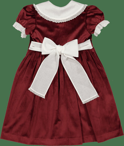 Sal & Pimenta Girls Holiday Dress - Velvet - Burgundy
