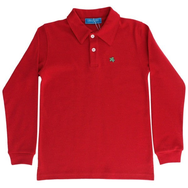 J. Bailey Boys Polo Shirt - Long Sleeves - Solid Red